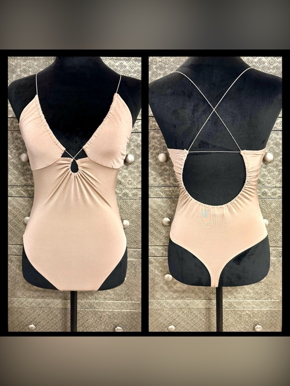 FREE PEOPLE Nude Strappy Bodysuit